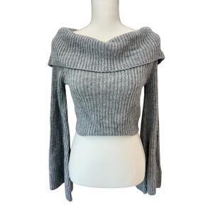 MAVERICK THE COLLECTION Sweater Cropped Size S Off Shoulder Ribbed Knit Cropped